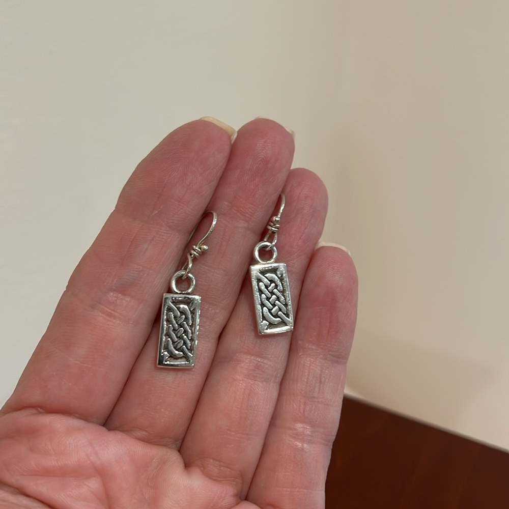 Sterling Silver Celtic Knot Earrings - 1 1/4” long - Picture 2 of 8